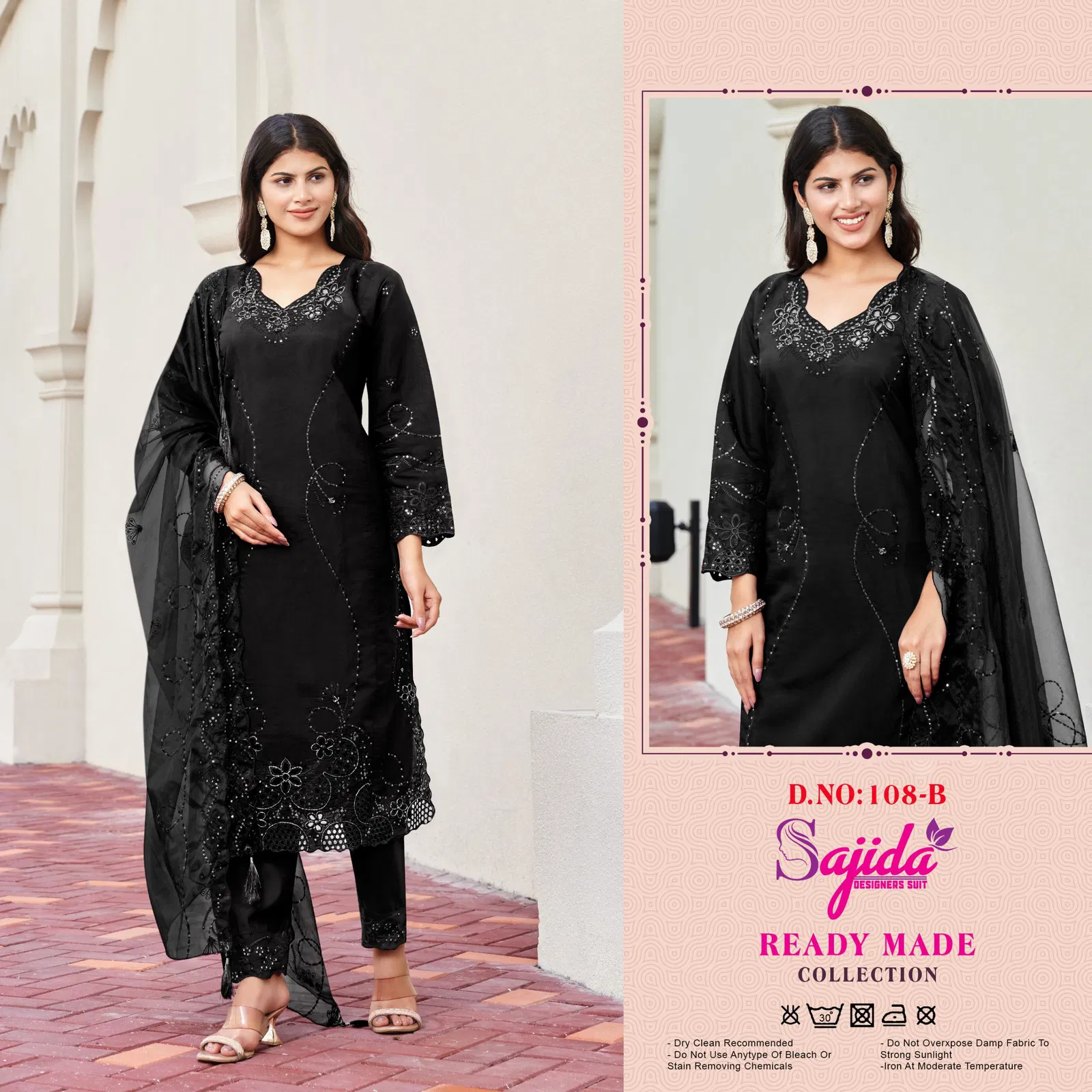 Sajida Ready Made Collection Raga Roman Silk Embroidery Top With Bottom Dupatta 